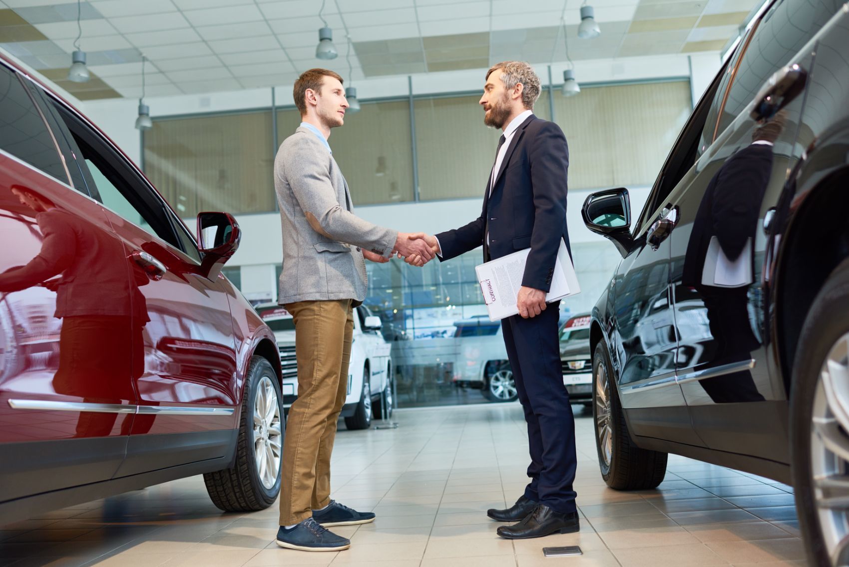 Car dealership showfloor.