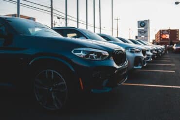 cars in line at a dealership