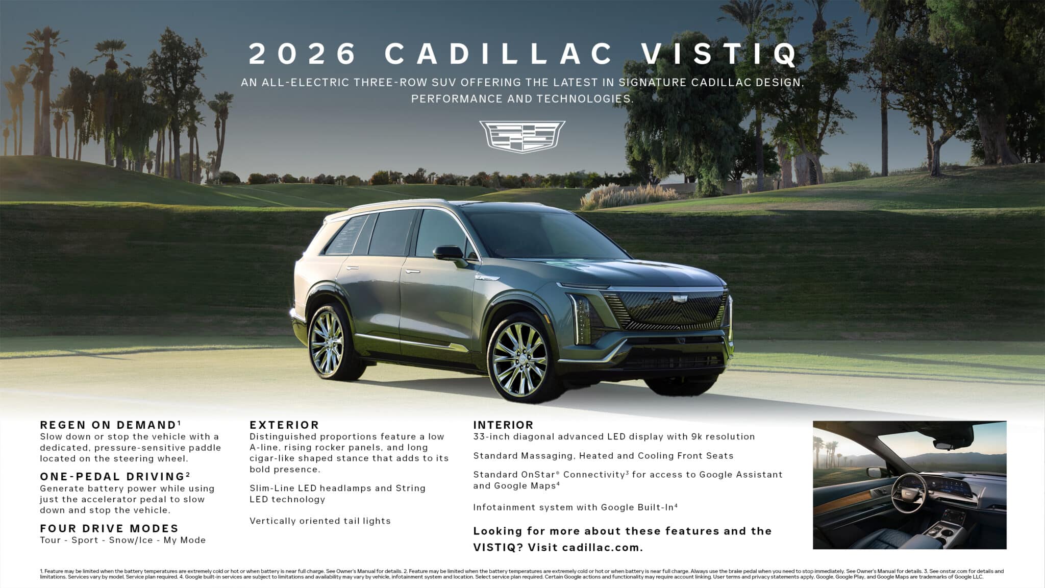 2026 Cadillac Vistiq infographic.